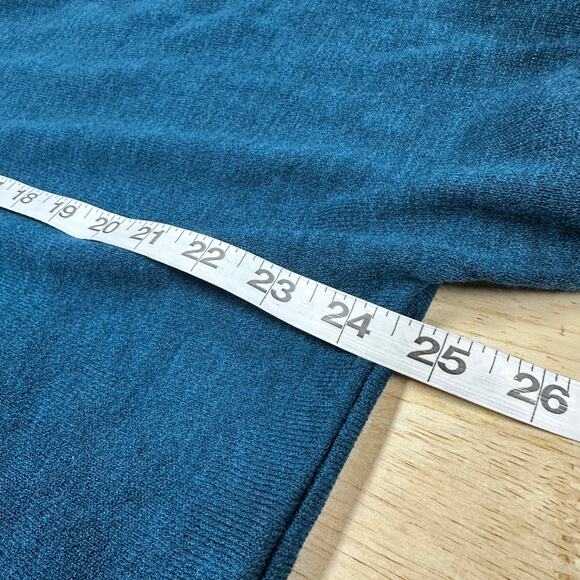 Eileen Fisher DAMAGED Washable Wool Crepe Long Sleeve Sweater Blue Sz Large - Picture 10 of 11